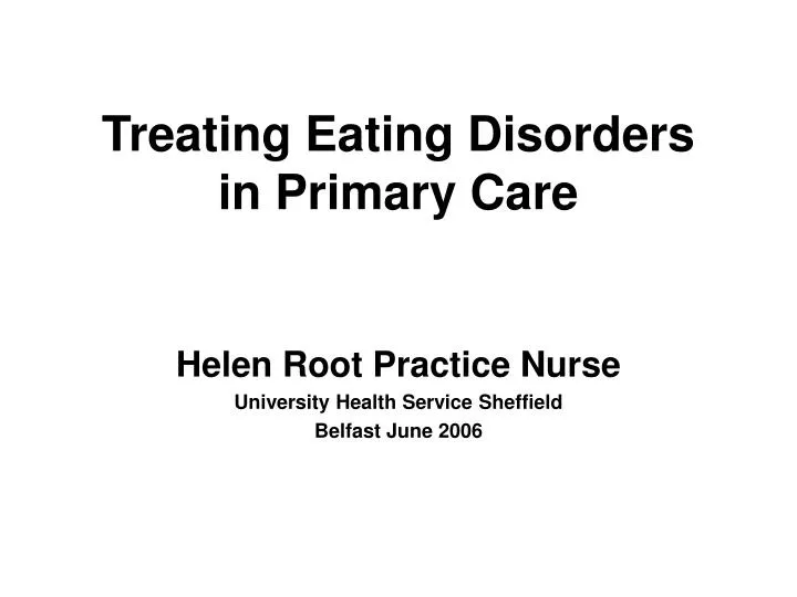 treating eating disorders in primary care