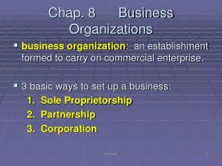 Chap. 8 Business Organizations