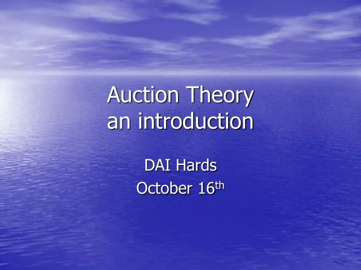 auction theory an introduction