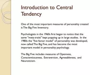 Introduction to Central Tendency