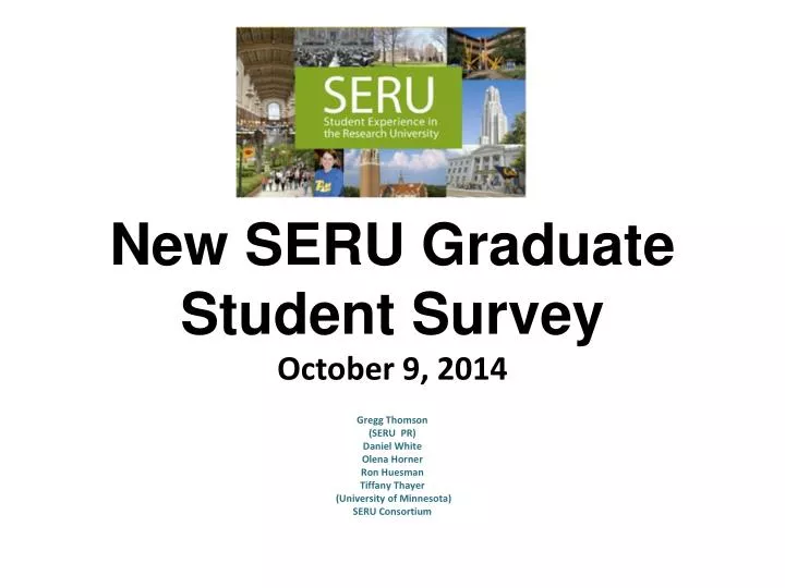 new seru graduate student survey october 9 2014