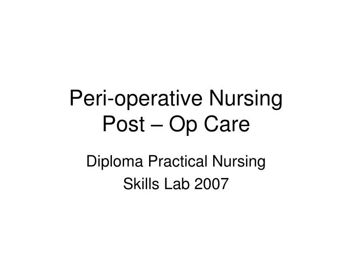 peri operative nursing post op care