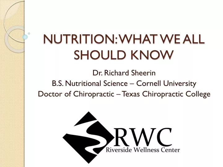 nutrition what we all should know