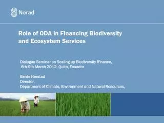 Role of ODA in Financing Biodiversity and Ecosystem Services