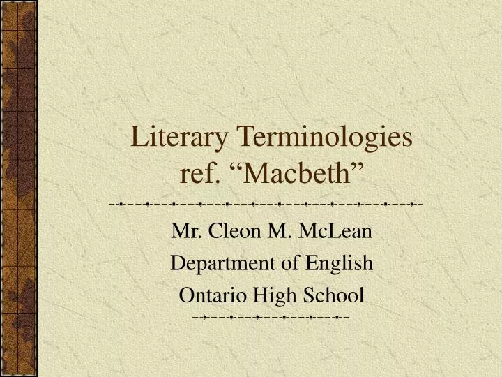 literary terminologies ref macbeth