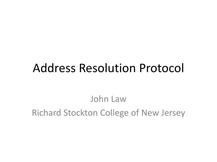 address resolution protocol