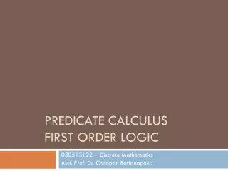 predicate calculus first order logic