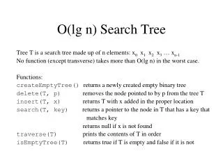 O(lg n) Search Tree