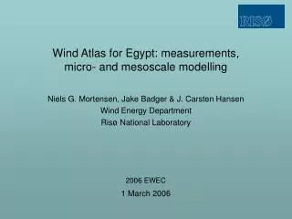 Wind Atlas for Egypt: measurements, micro- and mesoscale modelling