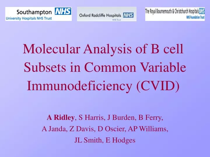 molecular analysis of b cell subsets in common variable immunodeficiency cvid