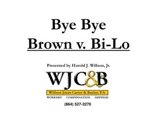 Bye Bye Brown v. Bi-Lo Presented by Harold J. Willson, Jr.