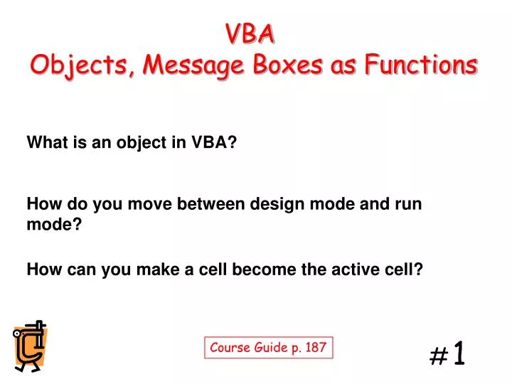 vba objects message boxes as functions
