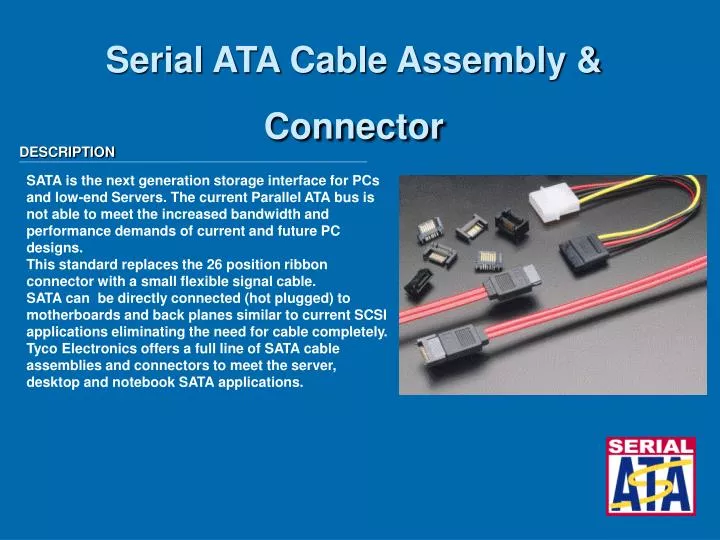 serial ata cable assembly connector
