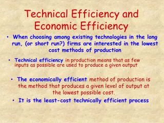 Technical Efficiency and Economic Efficiency