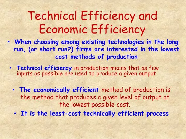 technical efficiency and economic efficiency