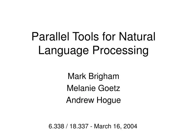parallel tools for natural language processing