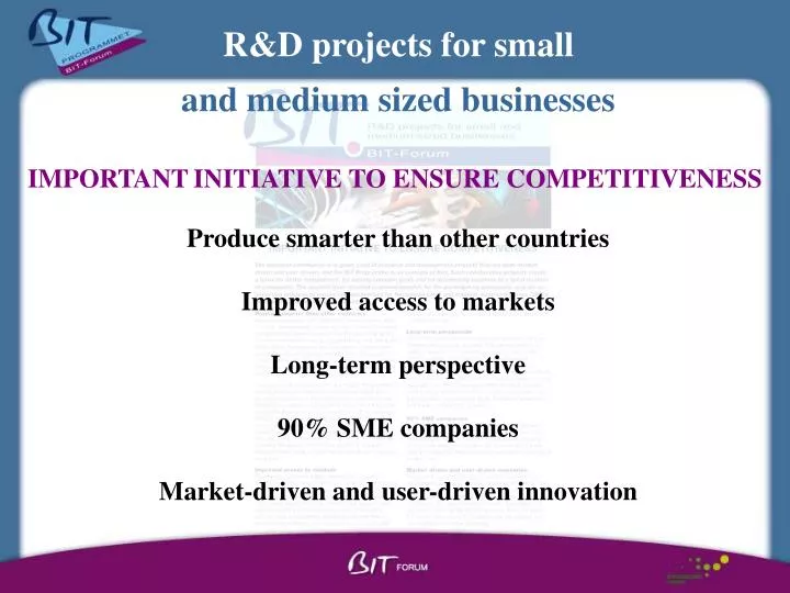 r d projects for small and medium sized businesses