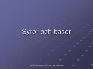 syror och baser