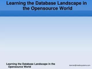 Learning the Database Landscape in the Opensource World