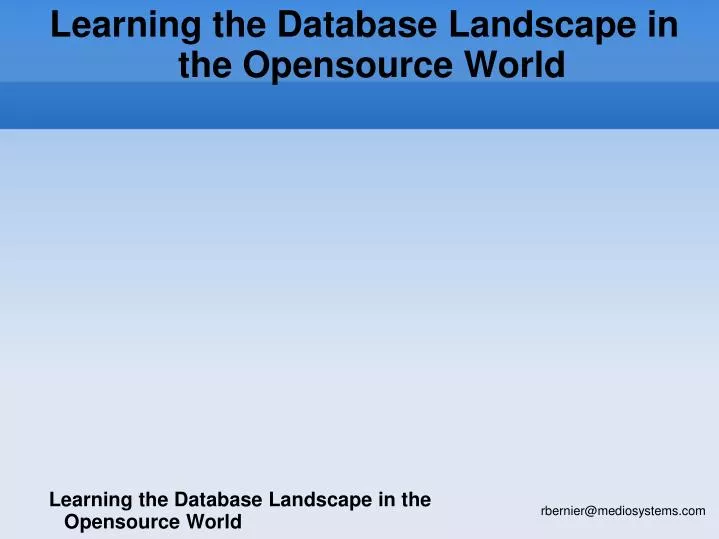 learning the database landscape in the opensource world