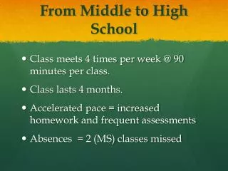 From Middle to High School