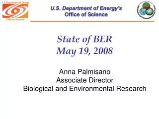 State of BER May 19, 2008 Anna Palmisano Associate Director Biological and Environmental Research