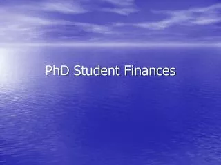 PhD Student Finances