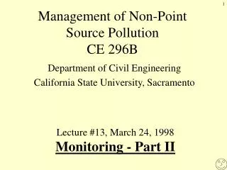 Management of Non-Point Source Pollution CE 296B
