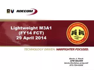 Lightweight M3A1 (FY14 FCT) 29 April 2014