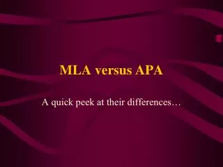 MLA versus APA