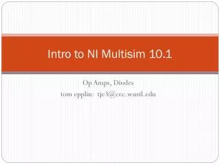 Intro to NI Multisim 10.1