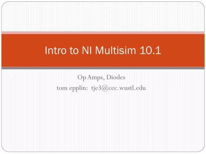 intro to ni multisim 10 1