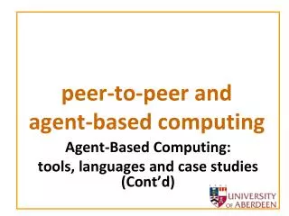 peer-to-peer and agent-based computing