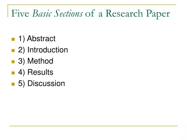 five major sections in a research article