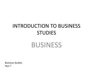 introduction to business studies