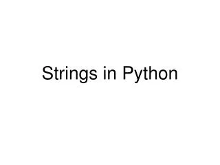 Strings in Python