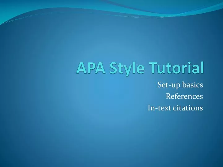 apa style tutorial