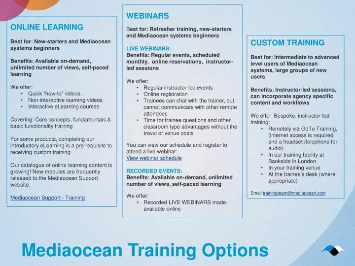 mediaocean training options