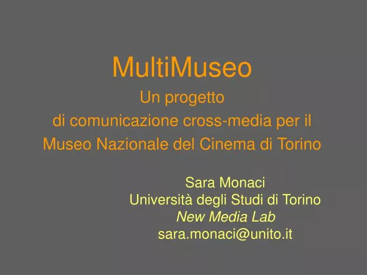 multimuseo un progetto di comunicazione cross media per il museo nazionale del cinema di torino