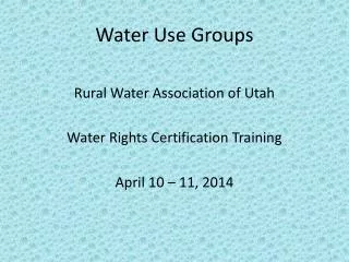 Water Use Groups