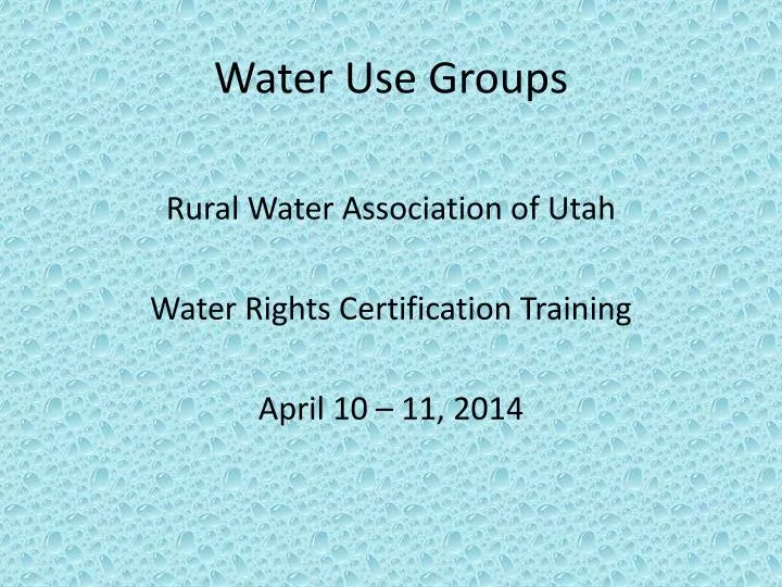 water use groups