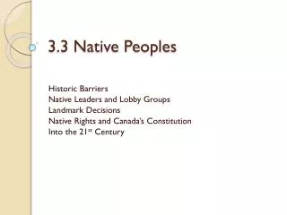 3.3 Native Peoples