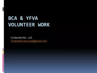 BCA &amp; YFVA Volunteer work