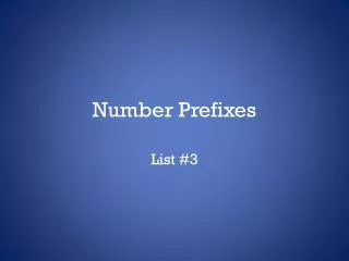 Number Prefixes