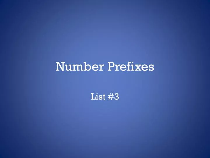 number prefixes