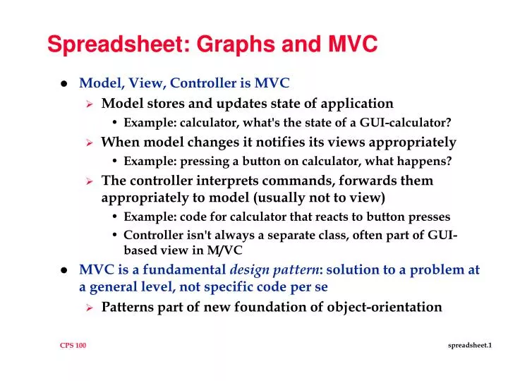 spreadsheet graphs and mvc