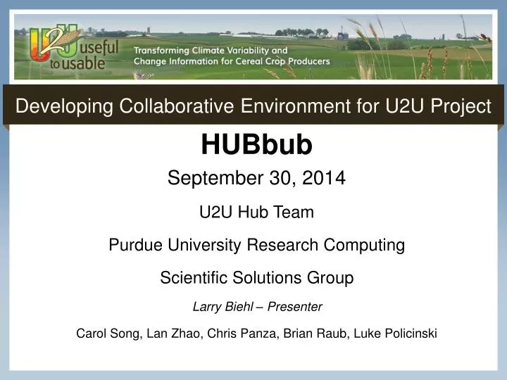 developing collaborative environment for u2u project