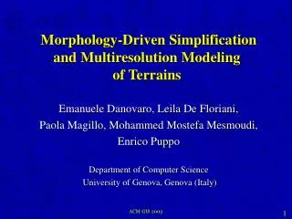 Morphology-Driven Simplification and Multiresolution Modeling of Terrains