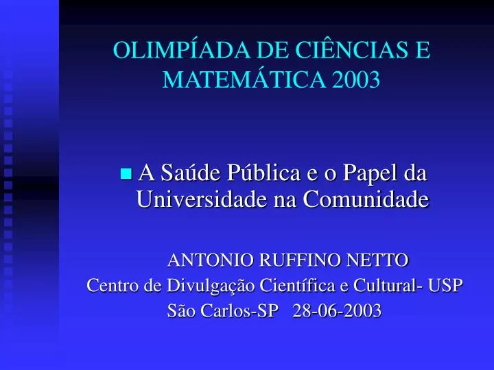 olimp ada de ci ncias e matem tica 2003