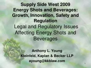 Anthony L. Young Kleinfeld, Kaplan &amp; Becker LLP ayoung@kkblaw